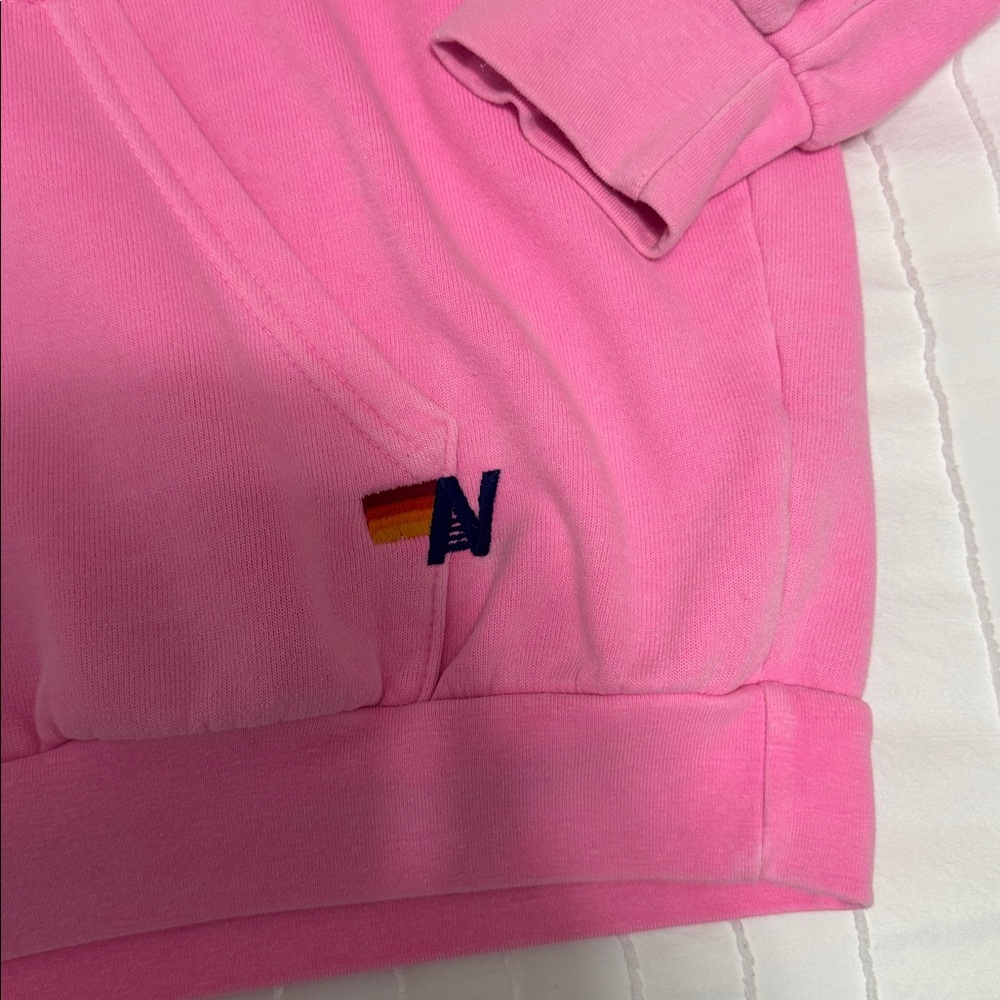 Aviator Nation Pink Logo Pullover Relaxed Hoodie *FLAWED* - Picture 4 of 6